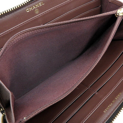 Chanel Coco Mark, Black, Leather, wallet