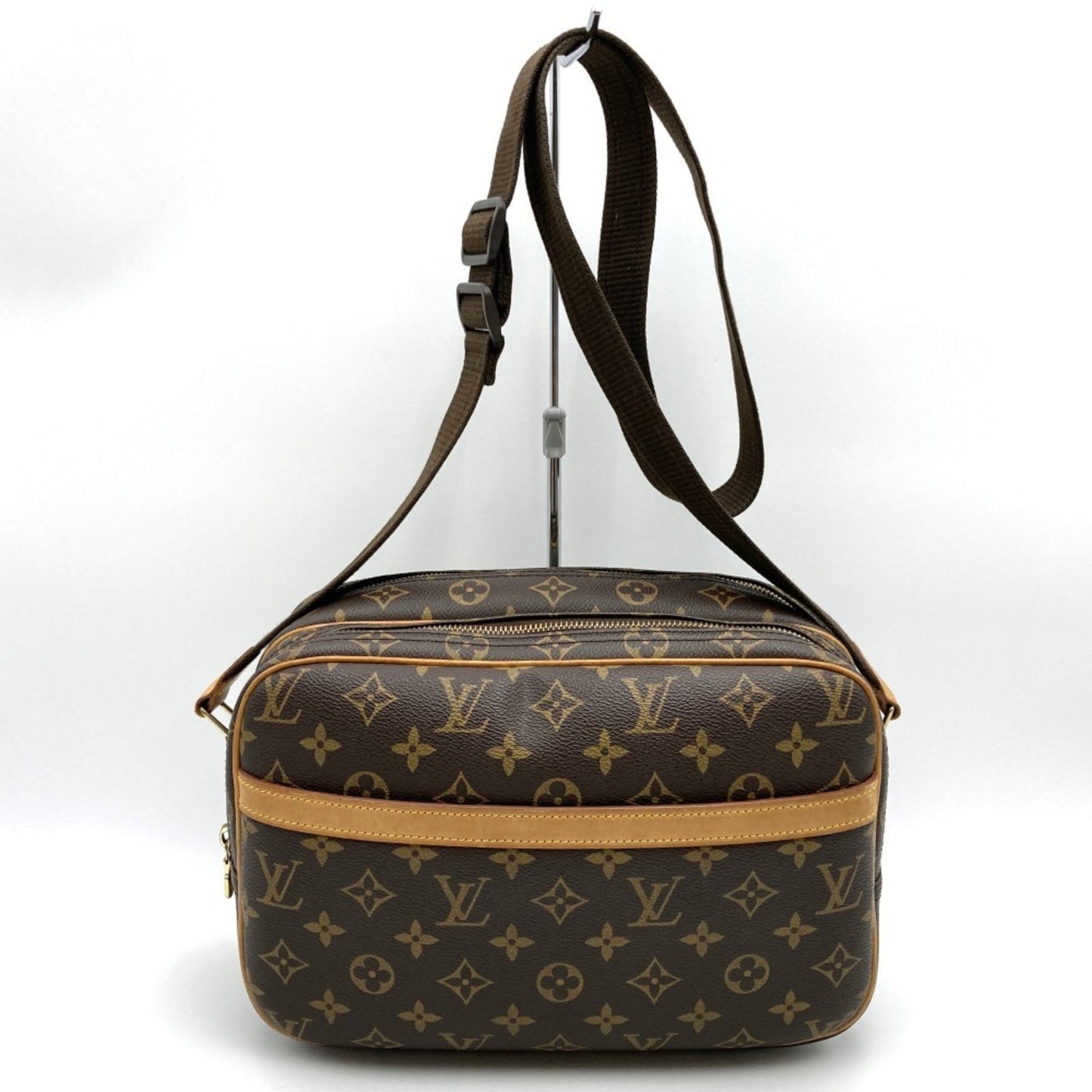 Louis Vuitton Reporter pm, Brown, Canvas, shoulder