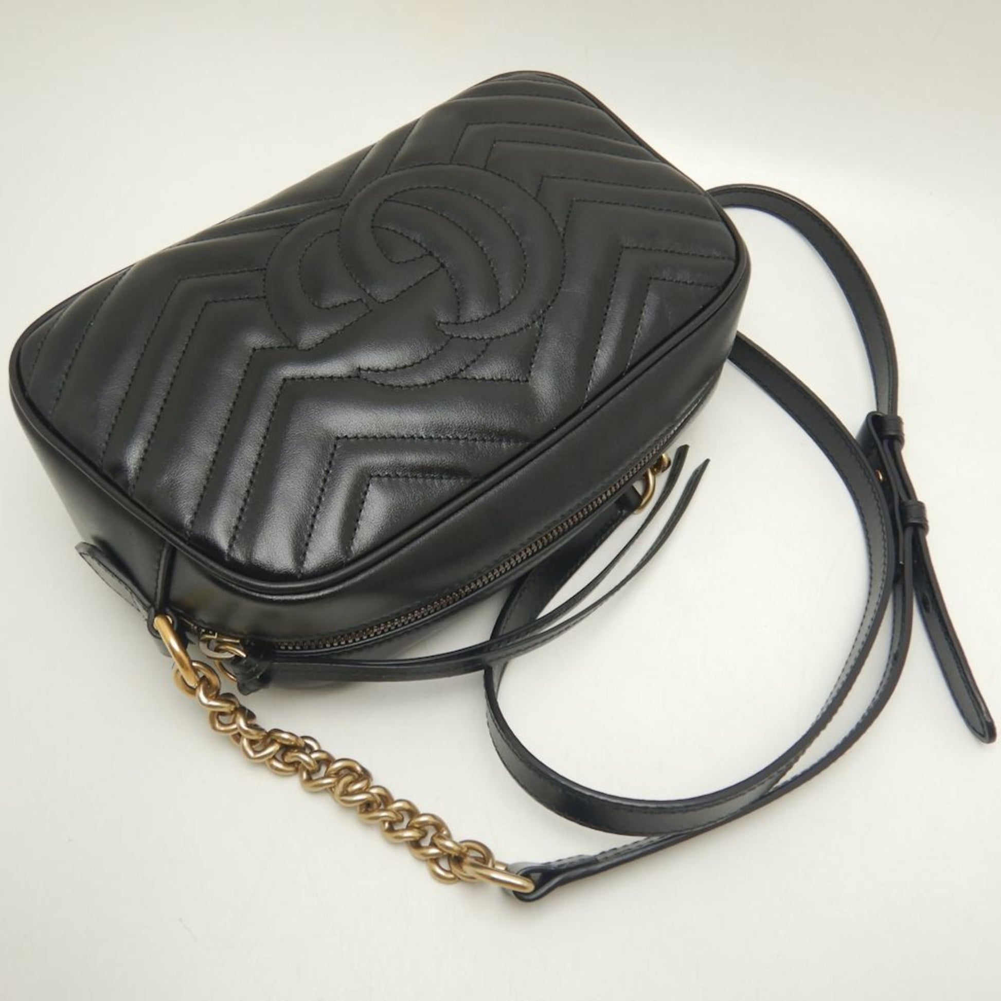 Gucci GG Marmont, Black, Leather, shoulder