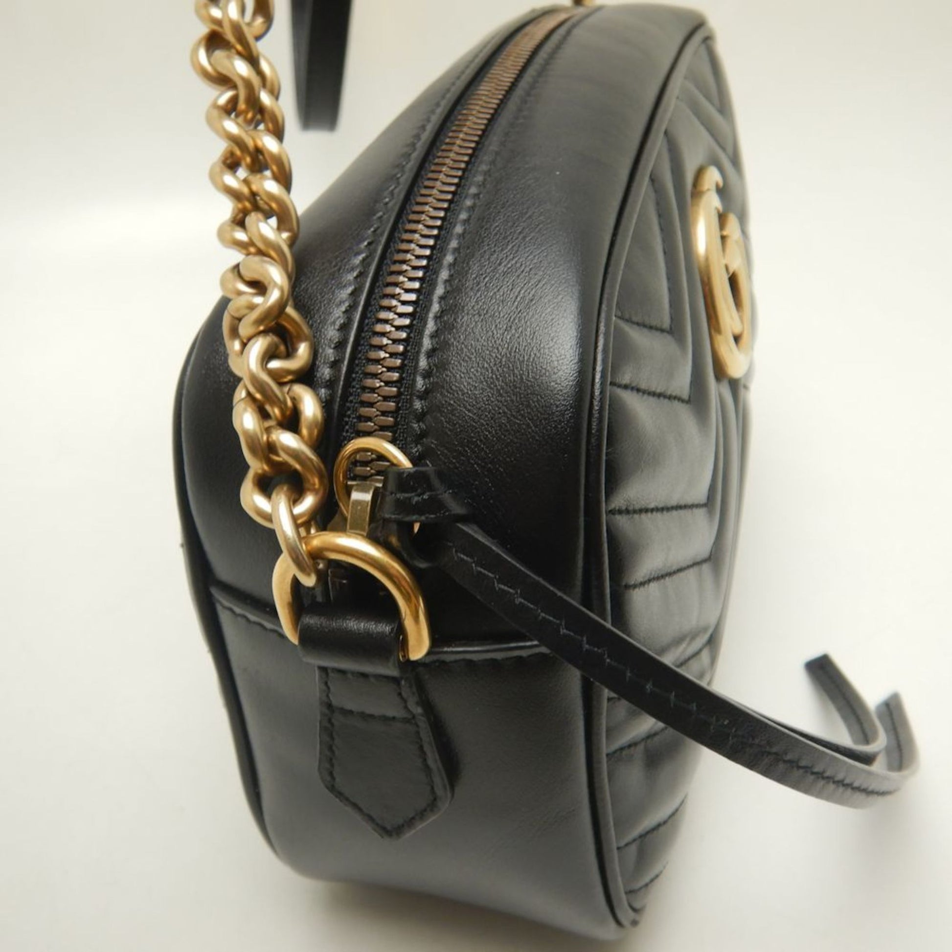 Gucci GG Marmont, Black, Leather, shoulder