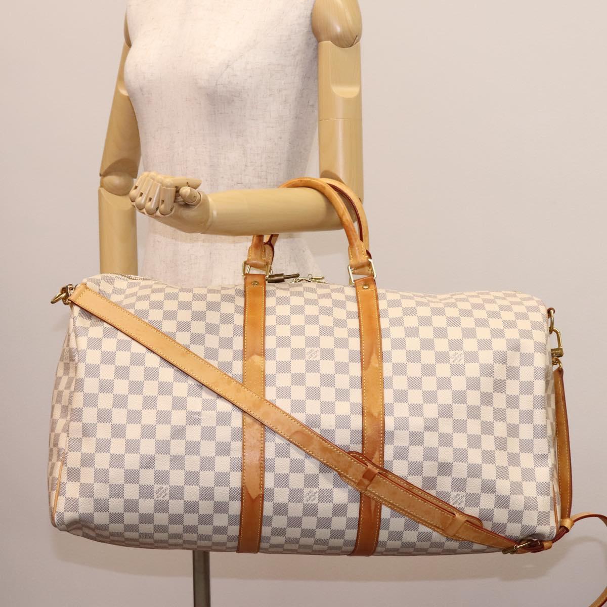 Louis Vuitton Keepall Bandoulière 55, White, Canvas, travel