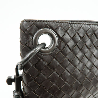 Bottega Veneta Flat Messenger Intrecciato Nappa, Brown, Leather, Handbag