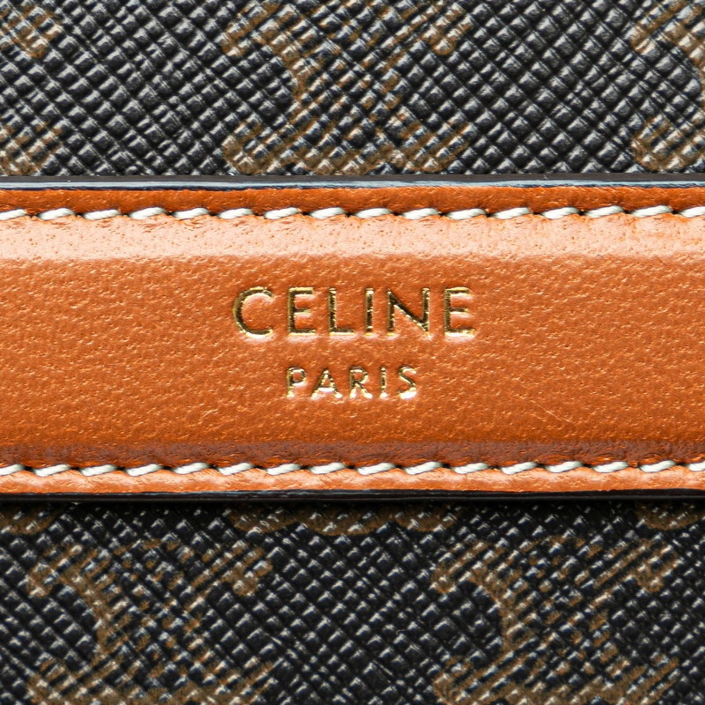 Céline Triomphe, Brown, Canvas, shoulder