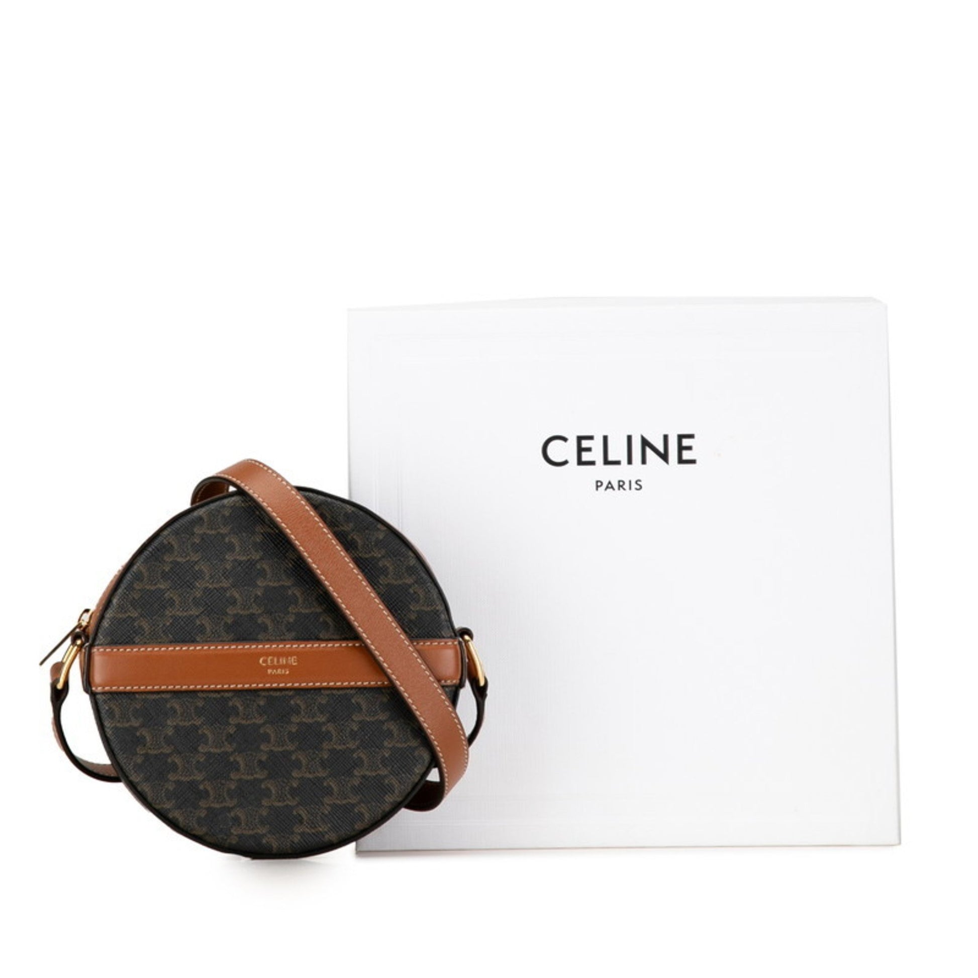 Céline Triomphe, Brown, Canvas, shoulder