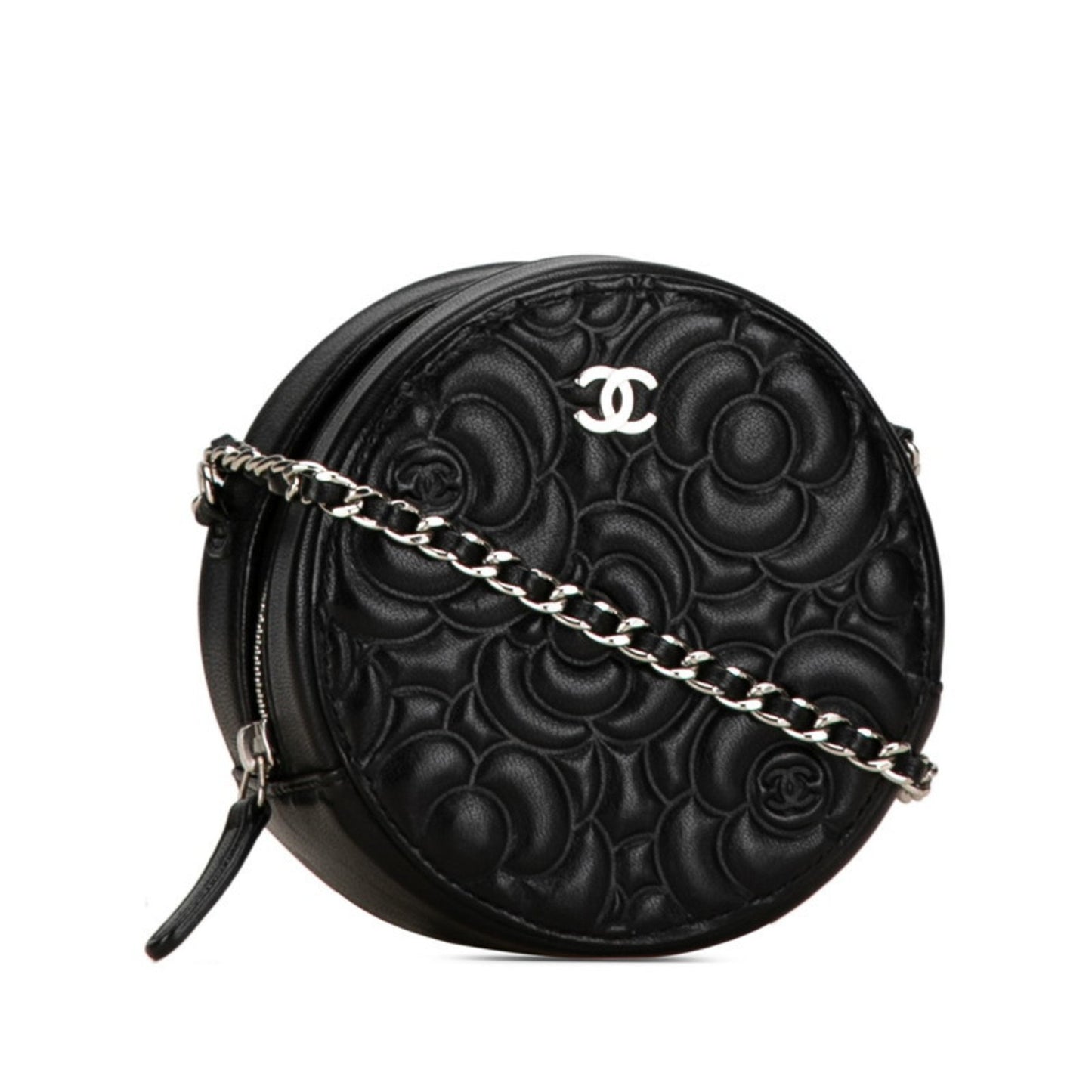 Chanel Camellia, Black, Leather, shoulder