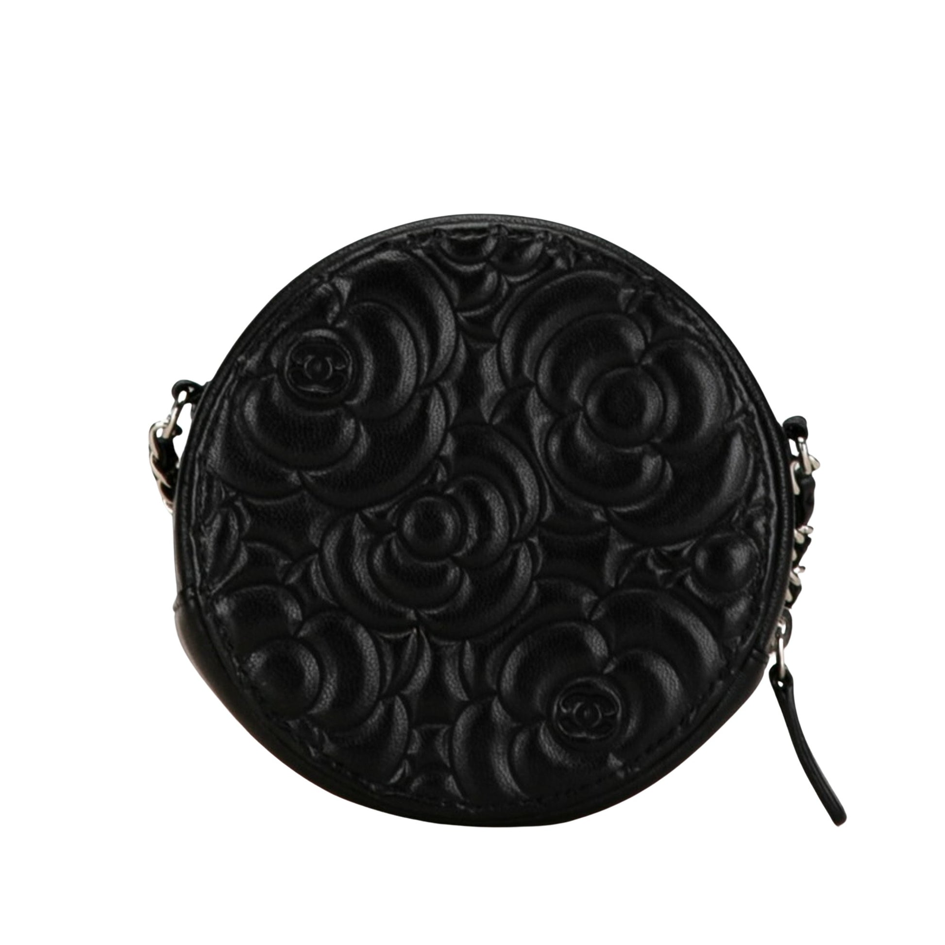 Chanel Camellia, Black, Leather, shoulder