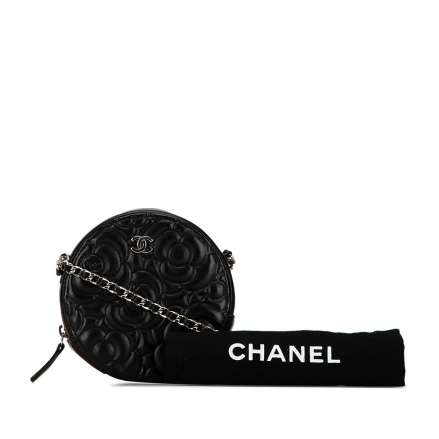 Chanel Camellia, Black, Leather, shoulder