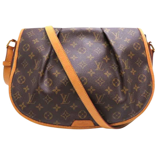 Louis Vuitton Menilmontant, Brown, Canvas, shoulder