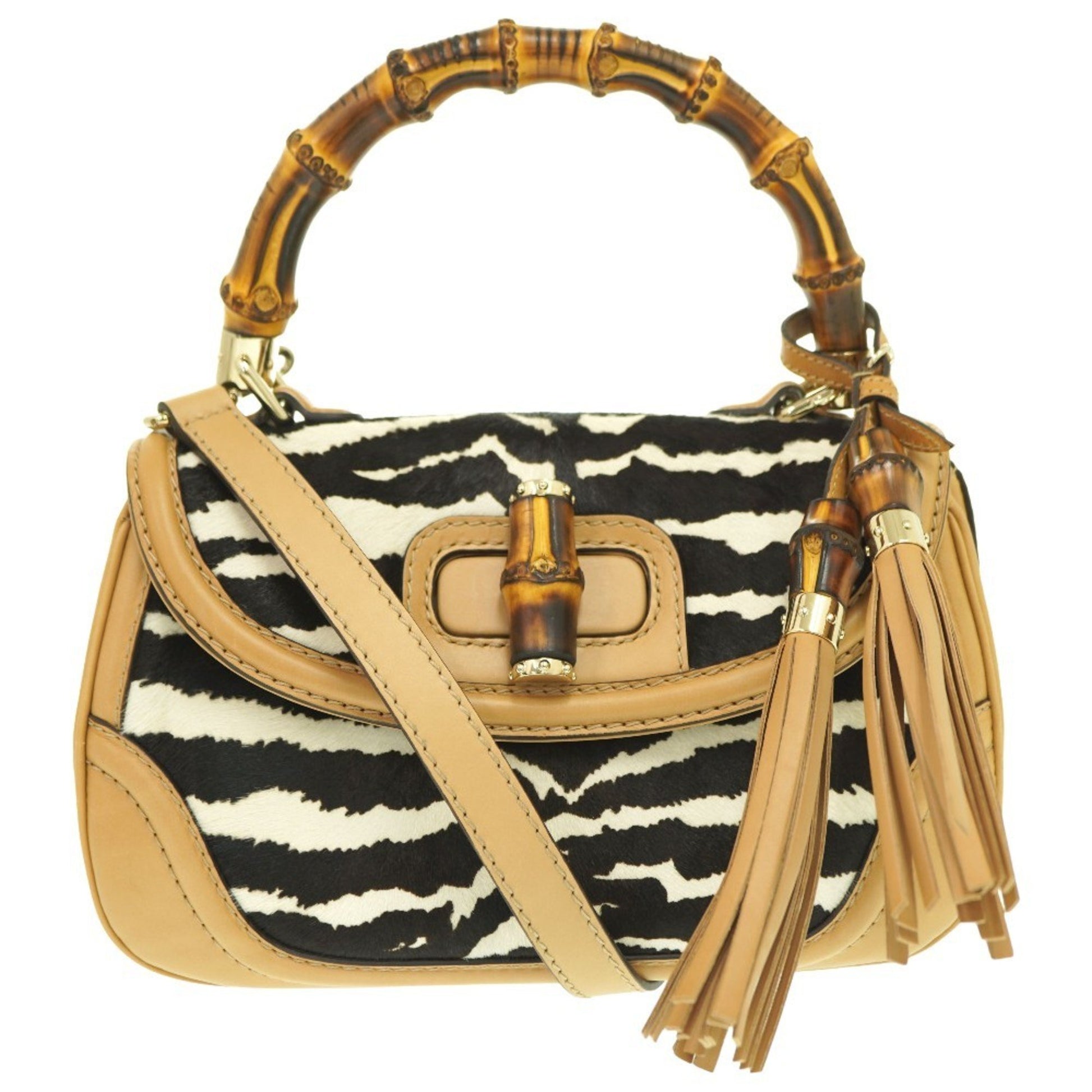 Gucci Bamboo, Beige, Leather, handbag