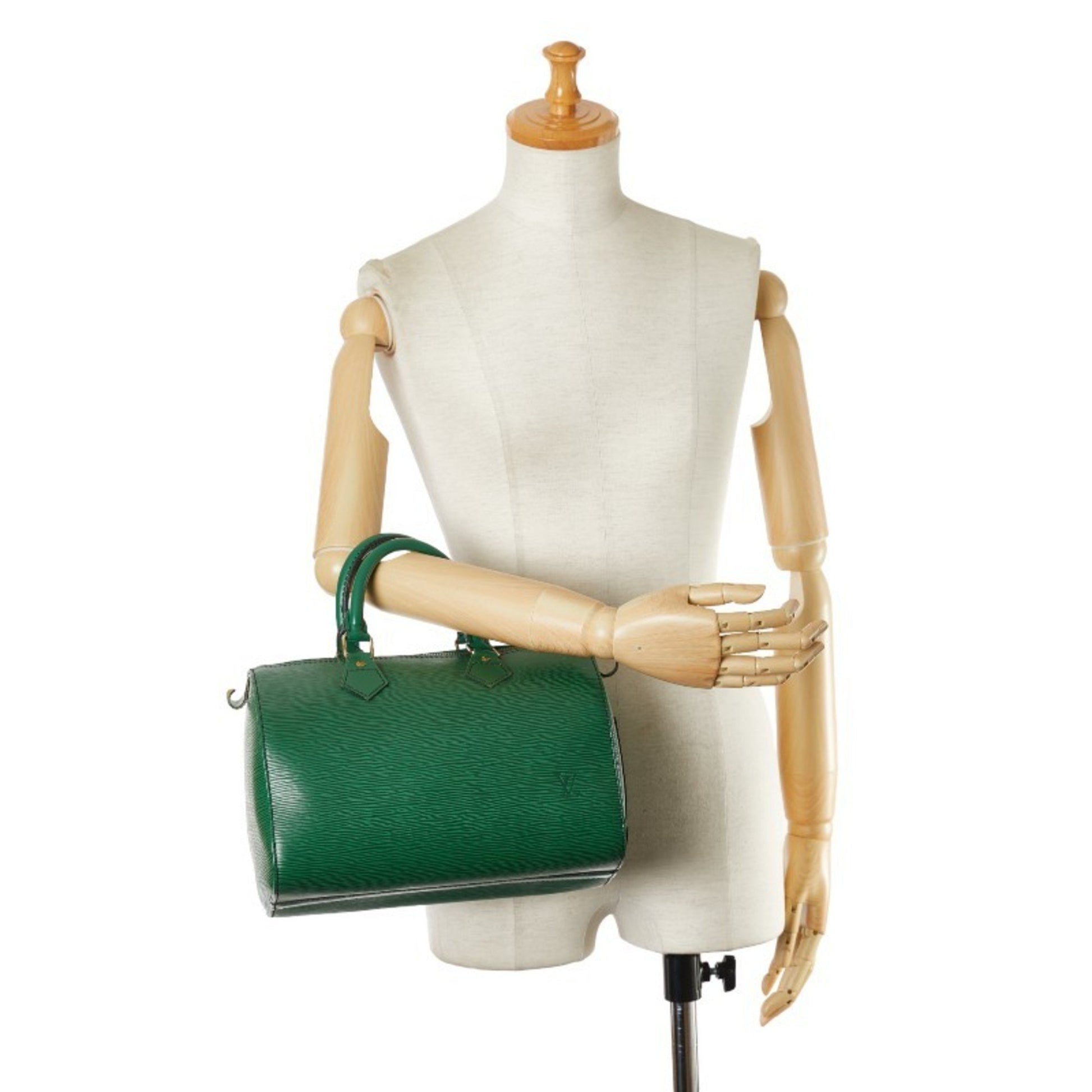 Louis Vuitton Speedy 30, Green, Leather, handbag