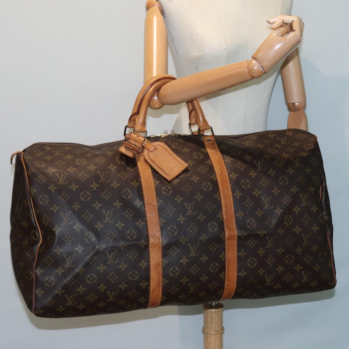Louis Vuitton Keepall 60, Brown, Canvas, travel