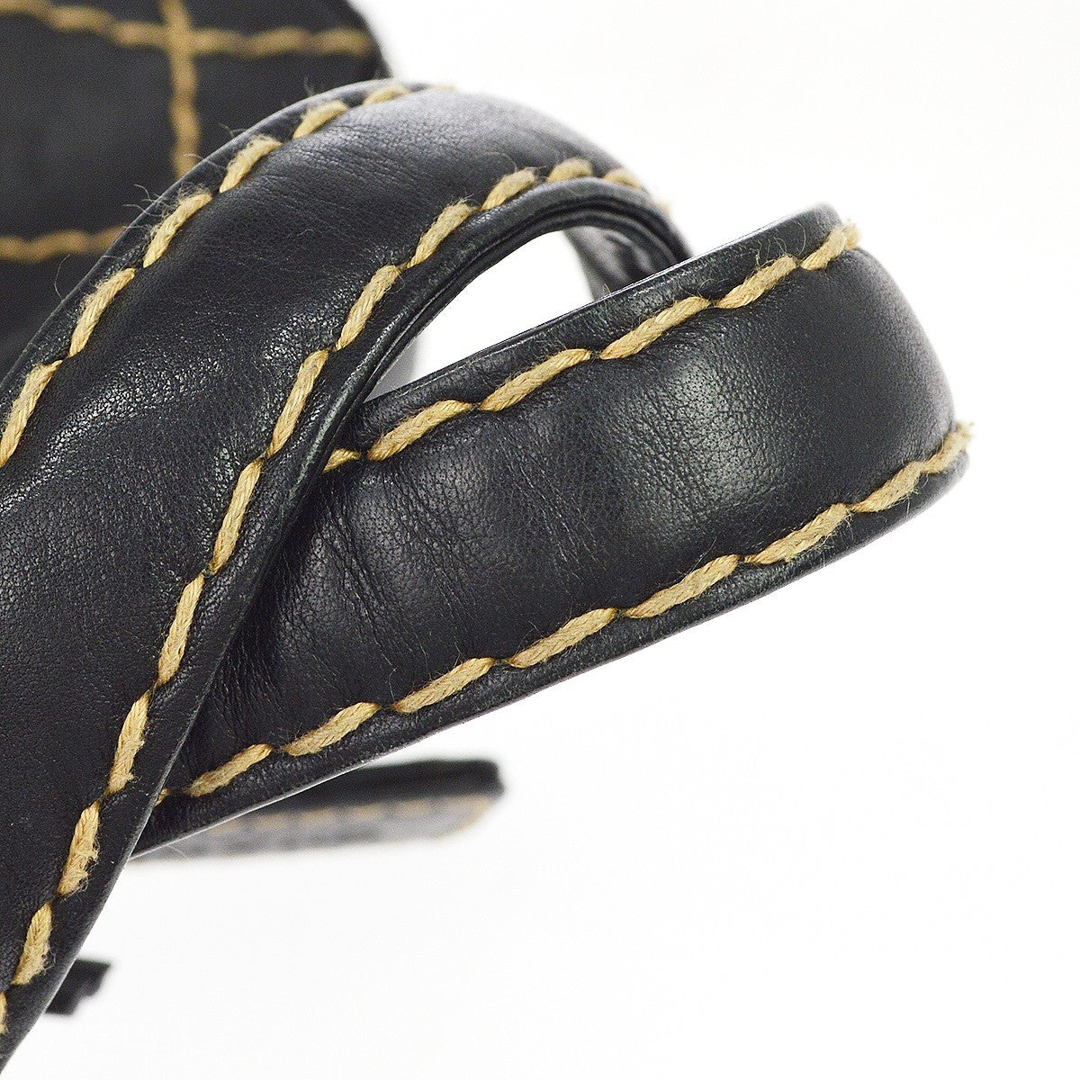 Chanel Surpique Zip Around Satchel Quilted Leather, Black, Leather, Handbag