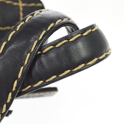 Chanel Surpique Zip Around Satchel Quilted Leather, Black, Leather, Handbag