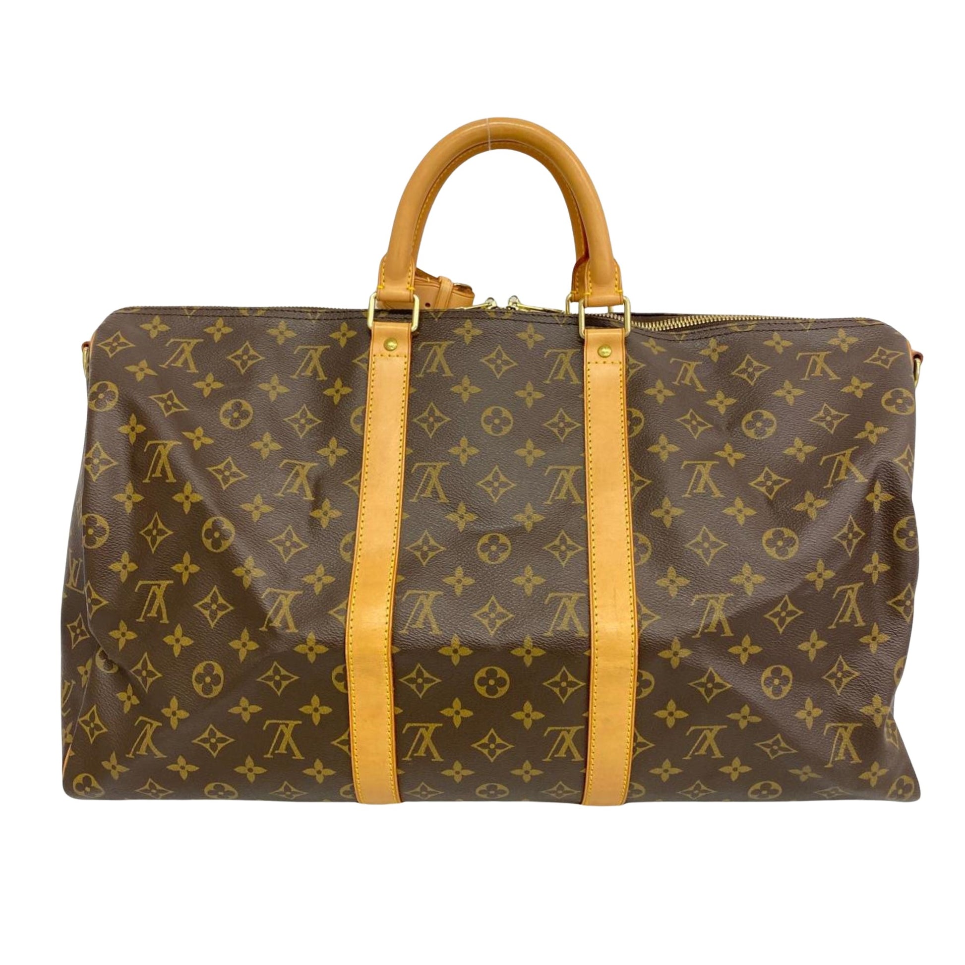 Louis Vuitton Keepall Bandouliere 50, Brown, Canvas, travel