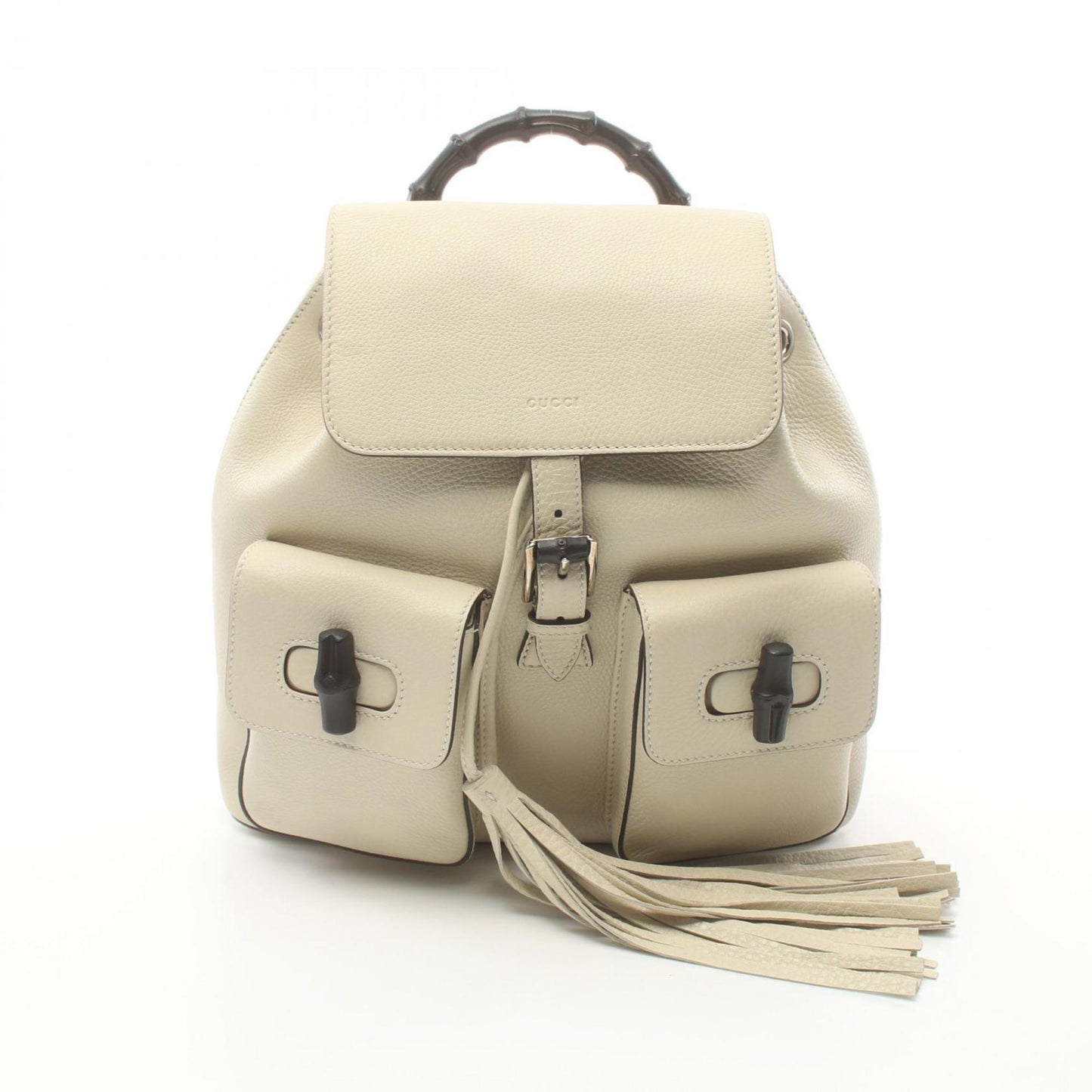 Gucci Bamboo, White, Leather, backpack