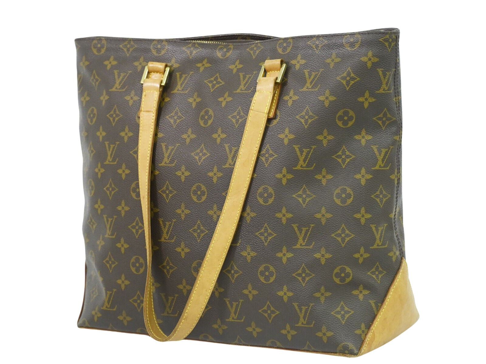 Louis Vuitton Cabas Mezzo, Brown, Canvas, tote