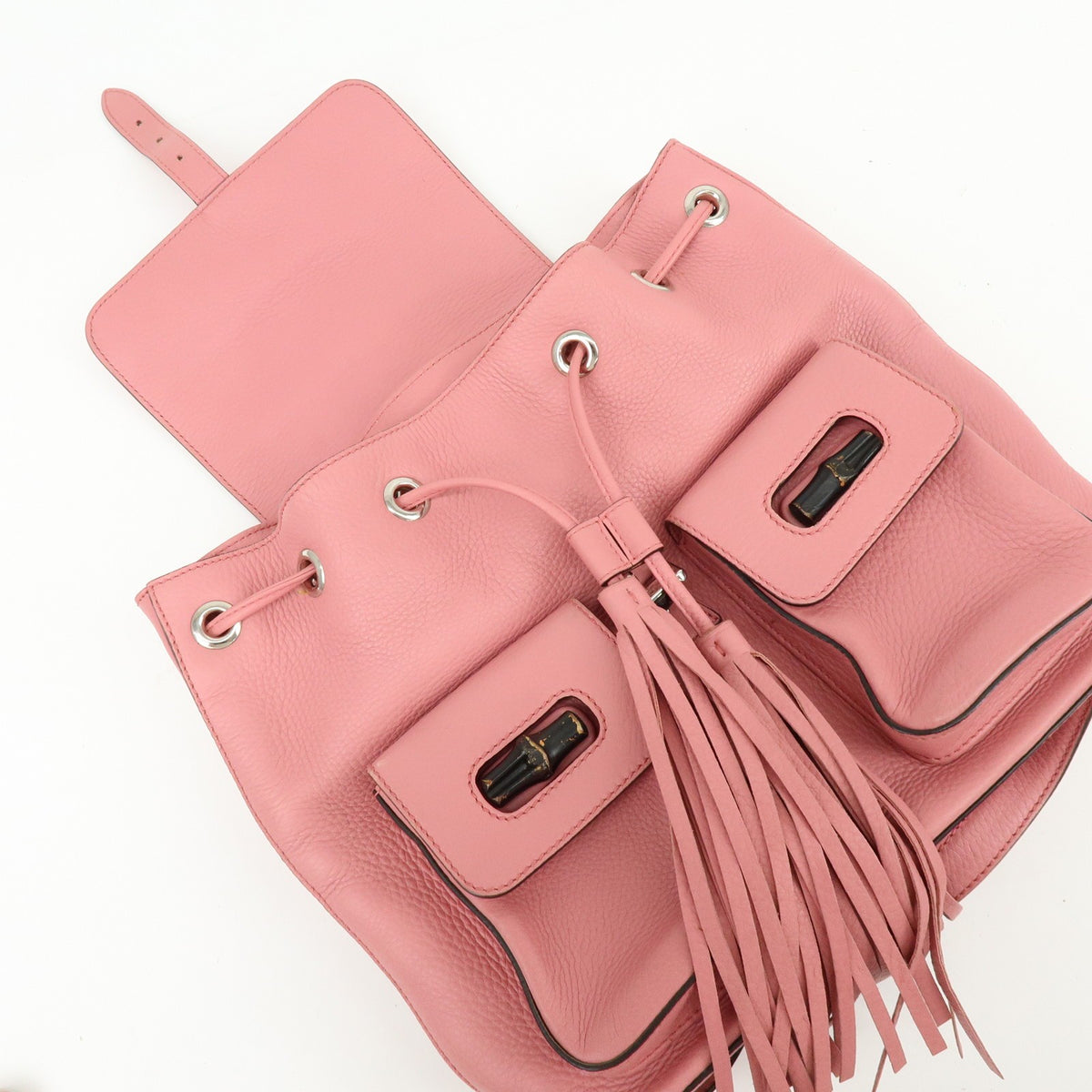 Gucci Bamboo Tassel Leather, Pink, Leather, Backpack
