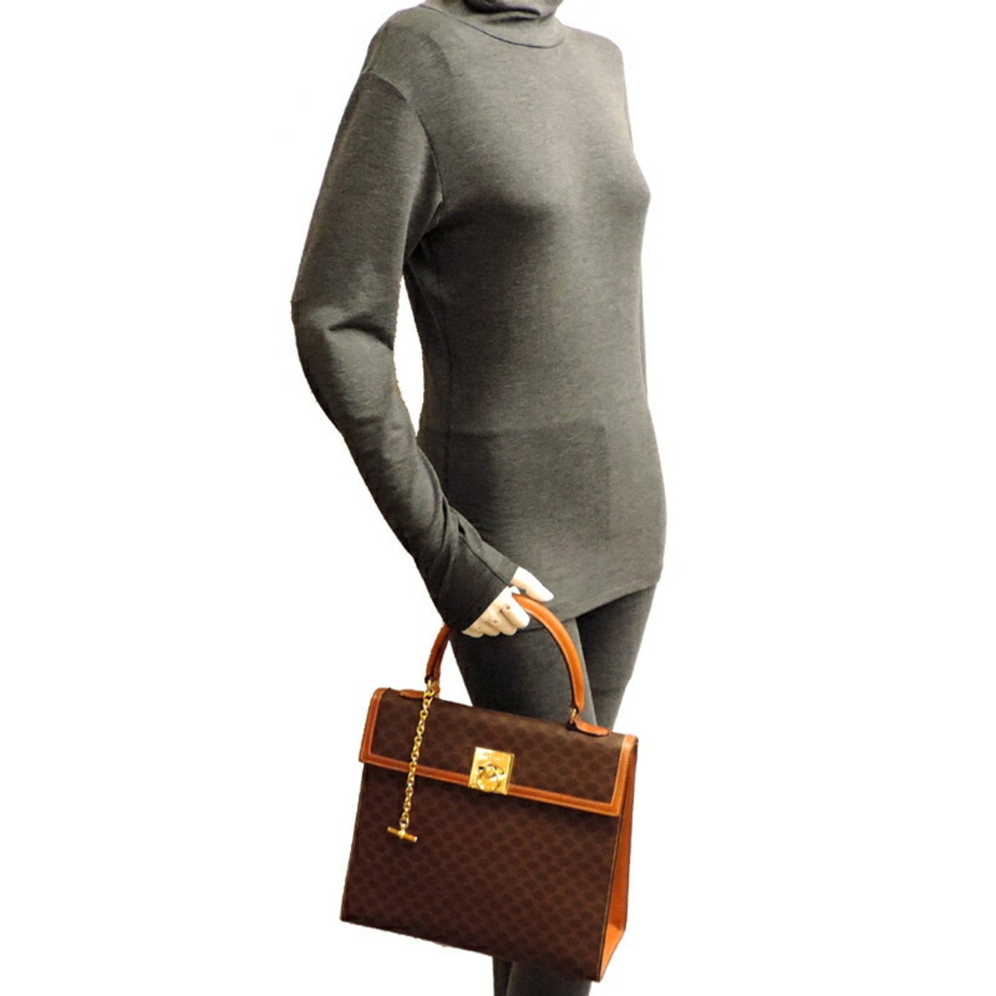 Céline Macadam, Brown, Canvas, handbag