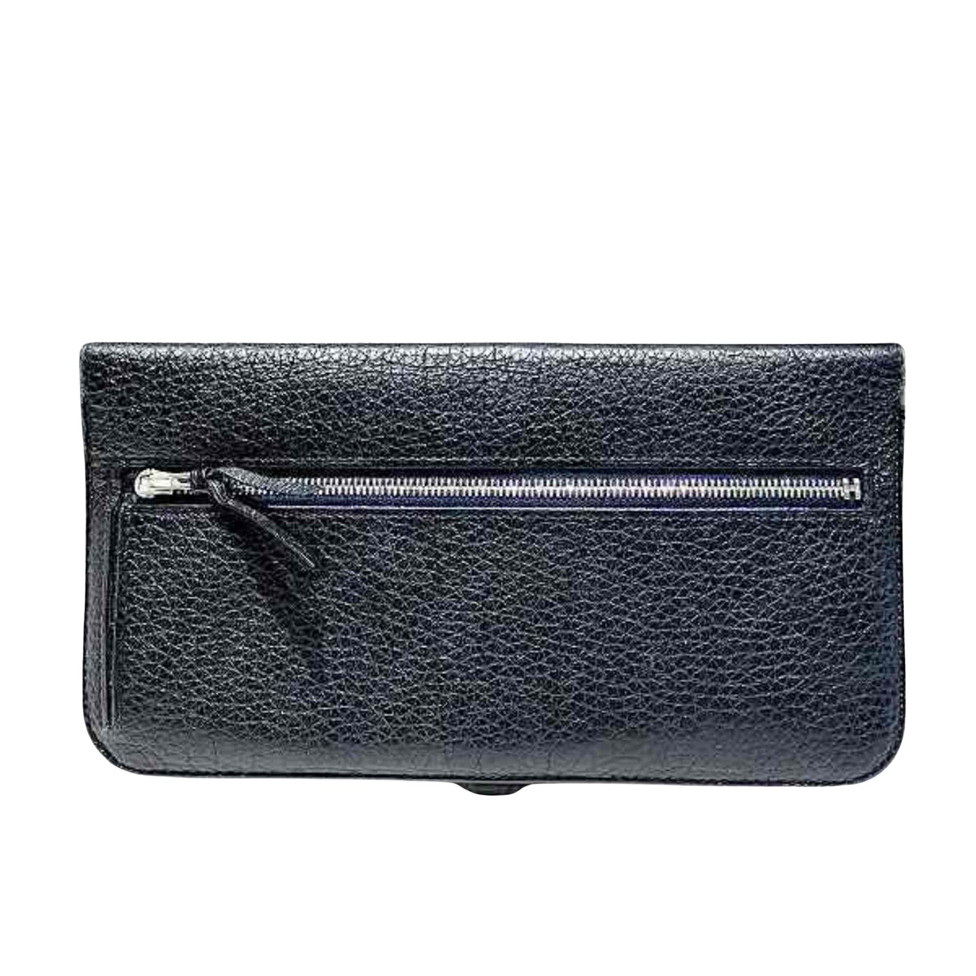 Hermès Dogon, Black, Leather, wallet