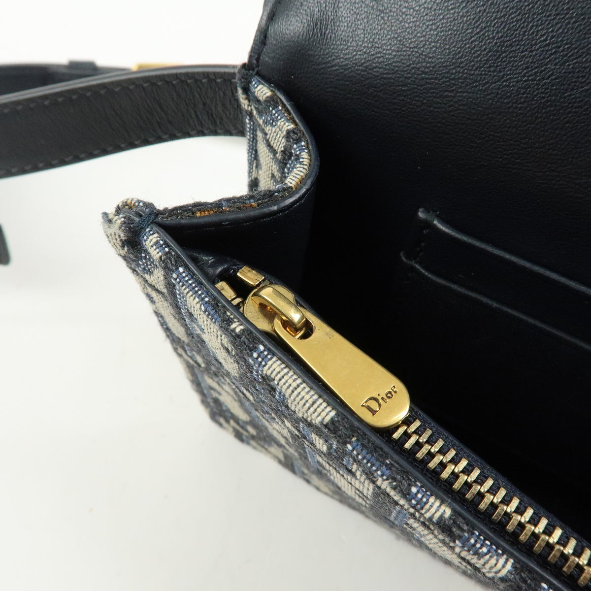 Christian Dior Saddle Belt Oblique Canvas, Navy, Canvas, Handbag