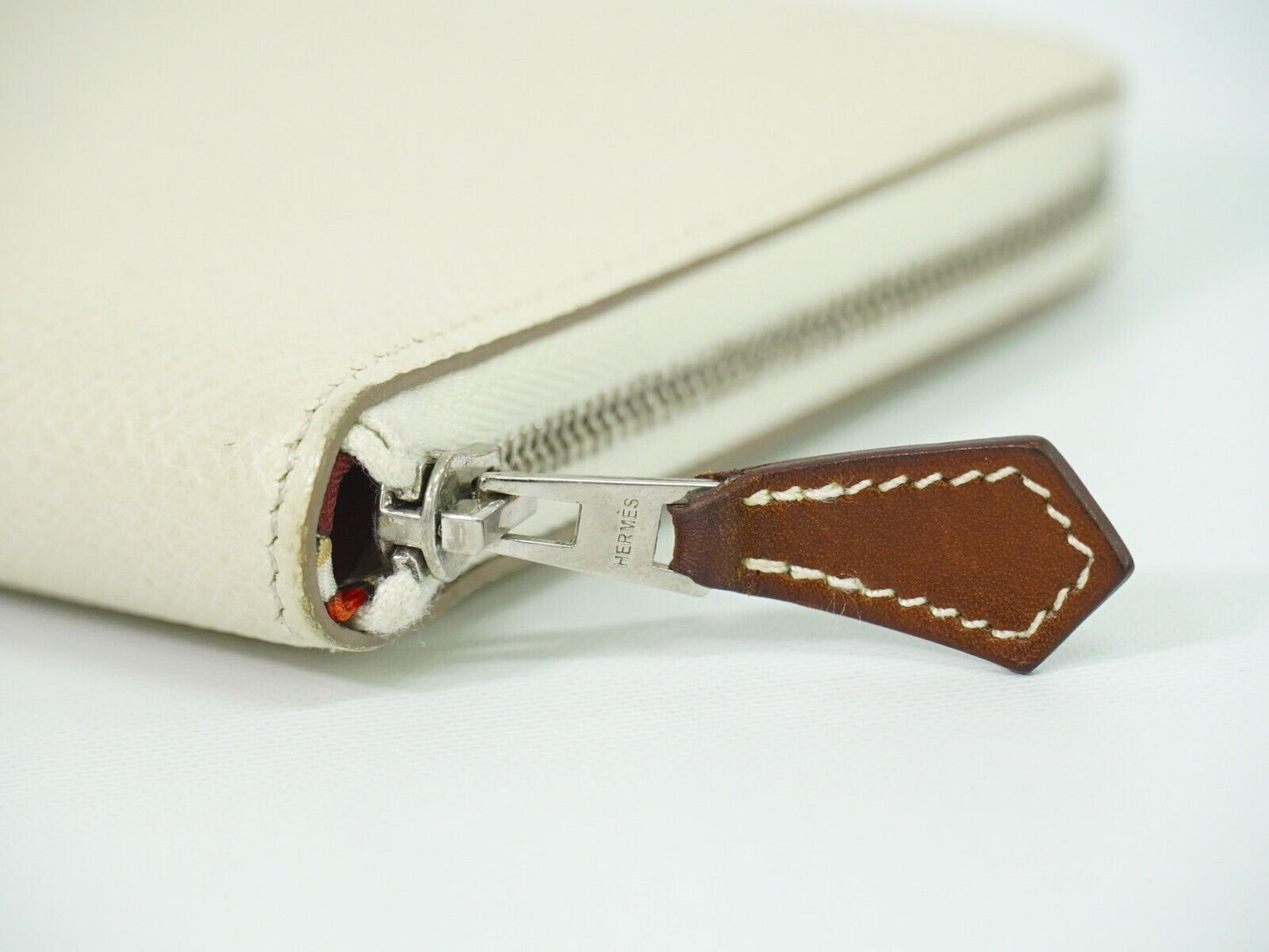 Hermès Silk'In, White, Leather, wallet