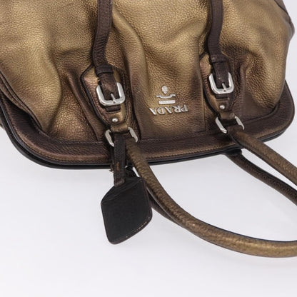Prada Belted Frame Satchel Metallic Leather, Gold, Leather, Handbag