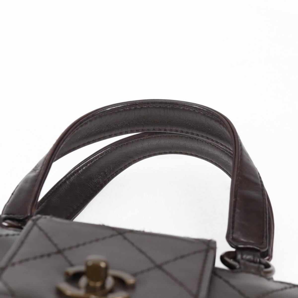 Chanel Coco Mark, Brown, Leather, handbag
