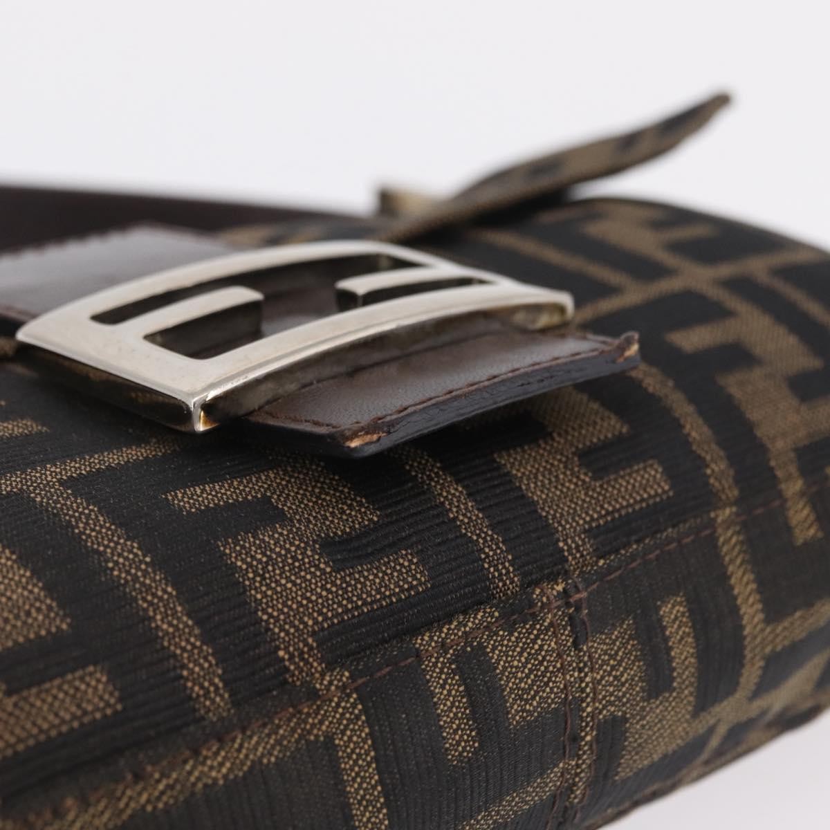 Fendi Baguette Zucca Canvas, Brown, Canvas, Handbag