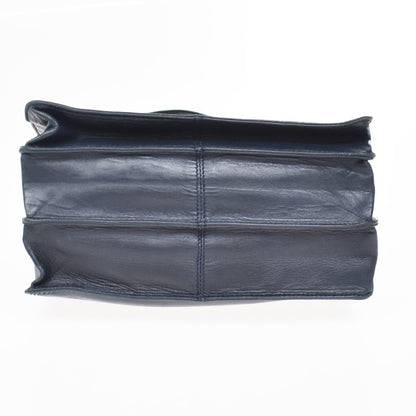 Loewe Vintage Anagram Zip Leather, Navy, Leather, Crossbody Bag