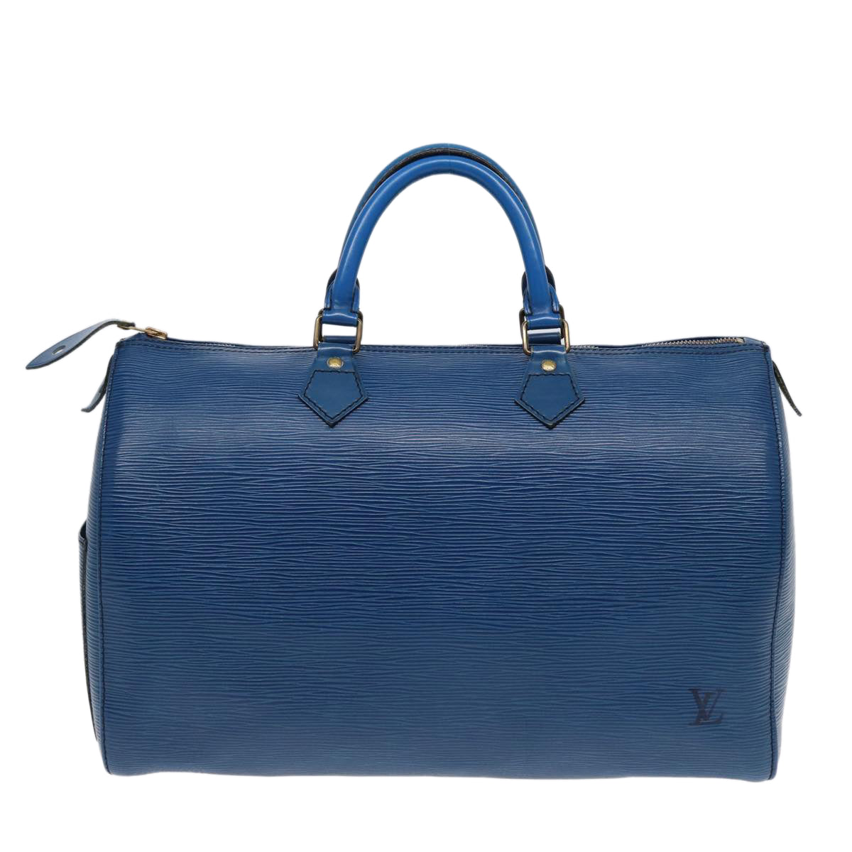 Louis Vuitton Speedy 35, Blue, Leather, handbag