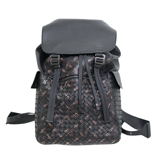 Bottega Veneta Intrecciato, Black, Leather, backpack