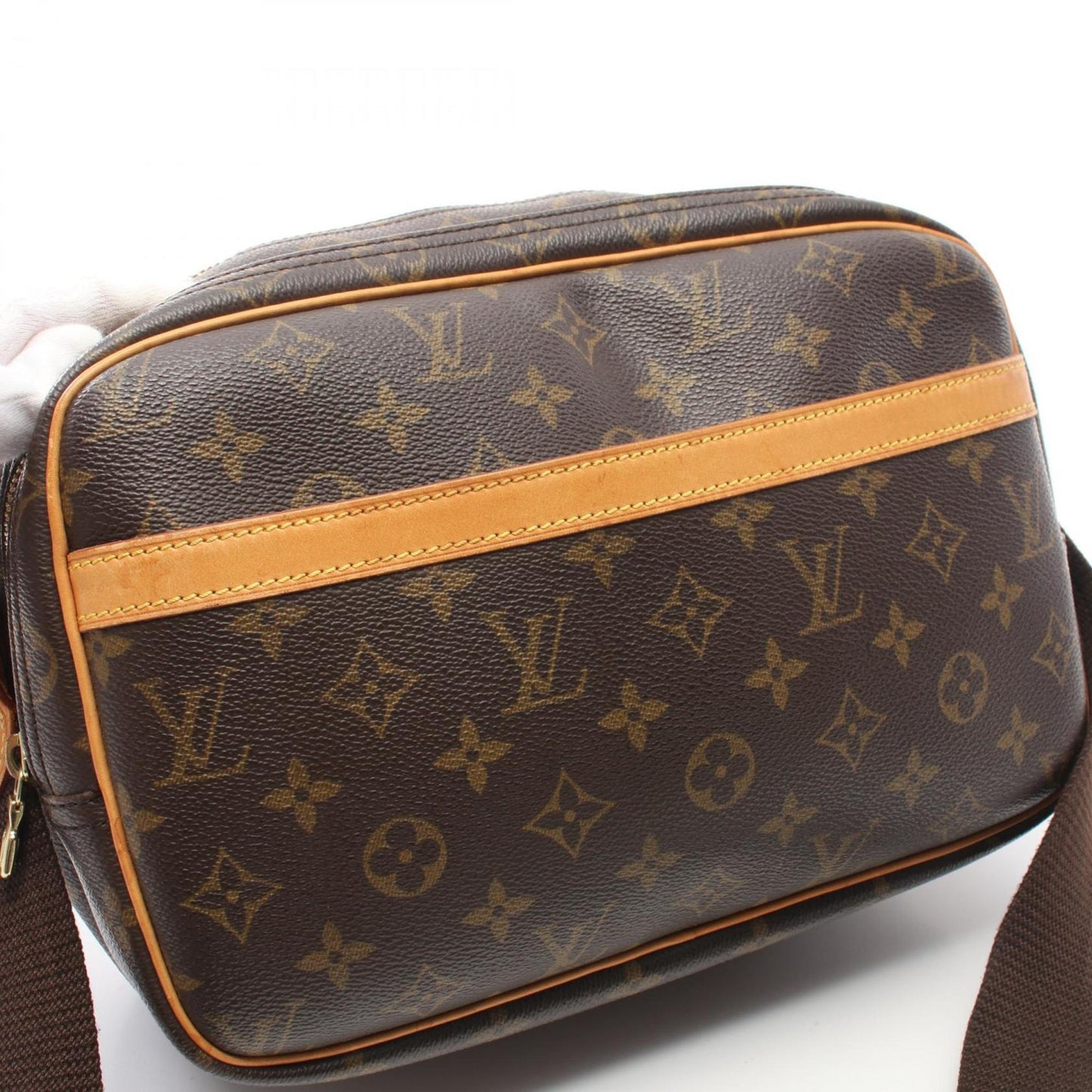 Louis Vuitton Reporter pm, Brown, Canvas, shoulder