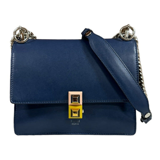 Fendi Kan I, Navy, Leather, shoulder