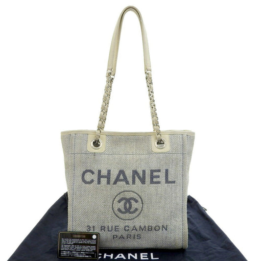 Chanel Deauville, Blue, Canvas, tote