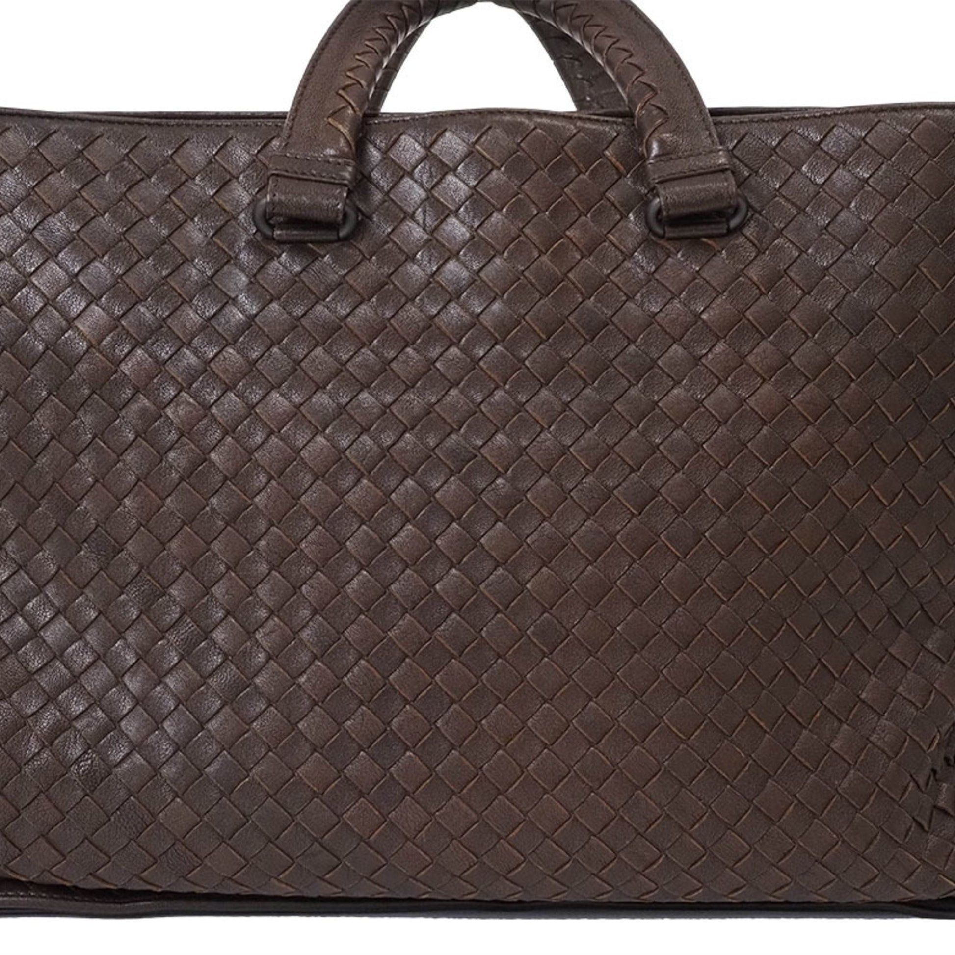 Bottega Veneta Intrecciato, Brown, Leather, briefcase