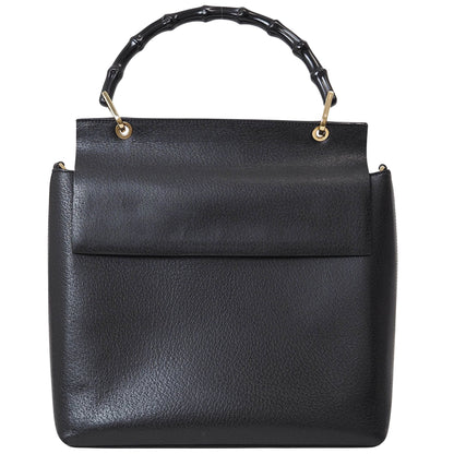 Gucci Bamboo, Black, Leather, handbag