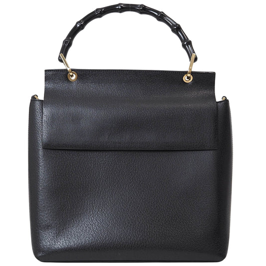 Gucci Bamboo, Black, Leather, handbag