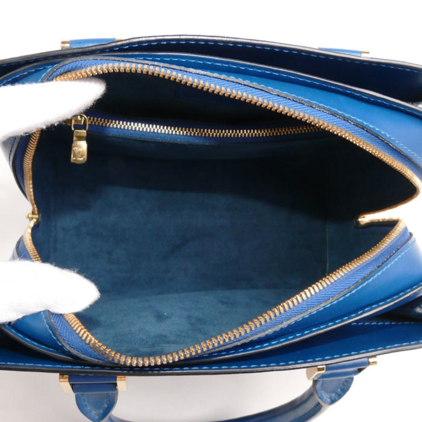 Louis Vuitton Pont Neuf, Blue, Leather, handbag