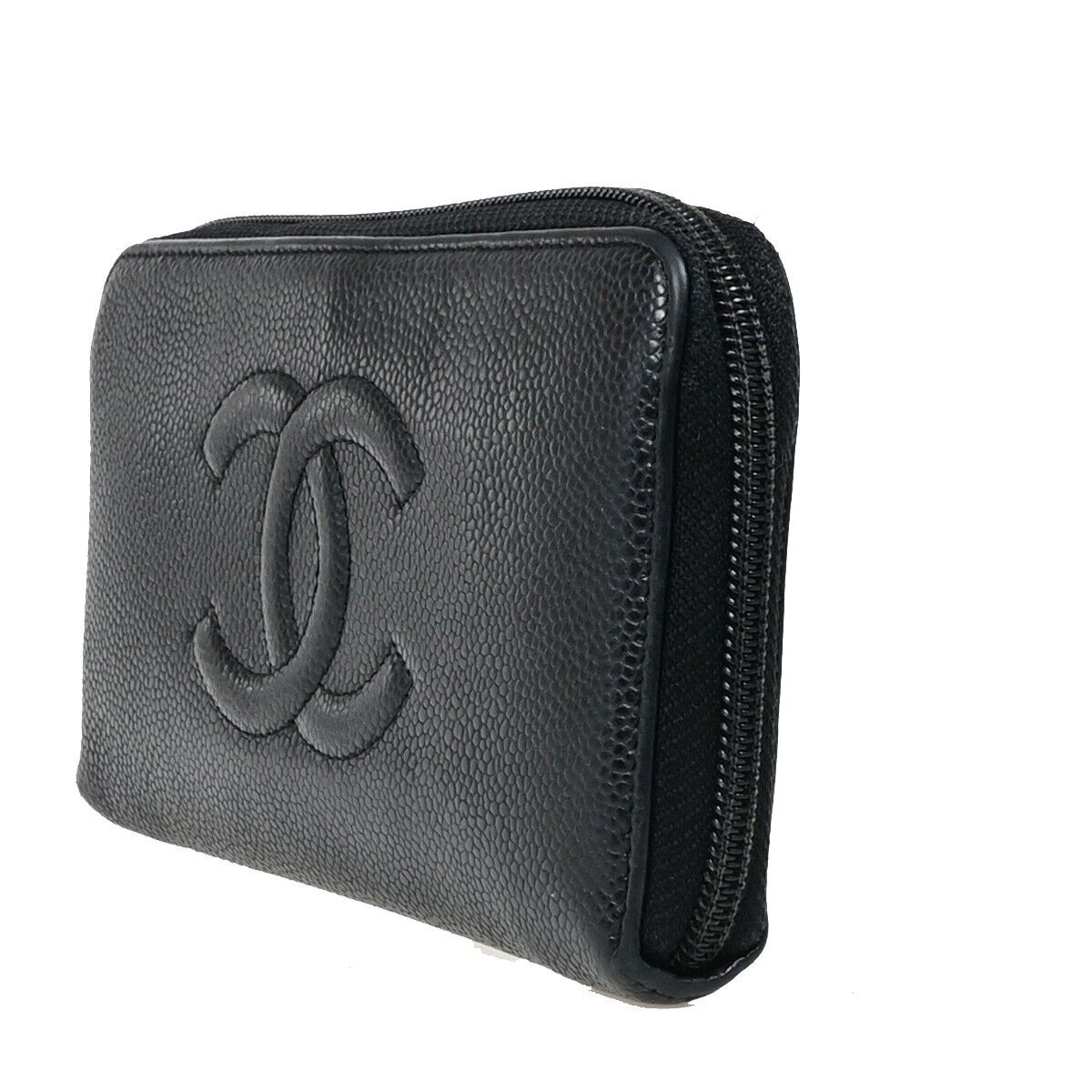 Chanel Logo CC, Black, Leather, wallet