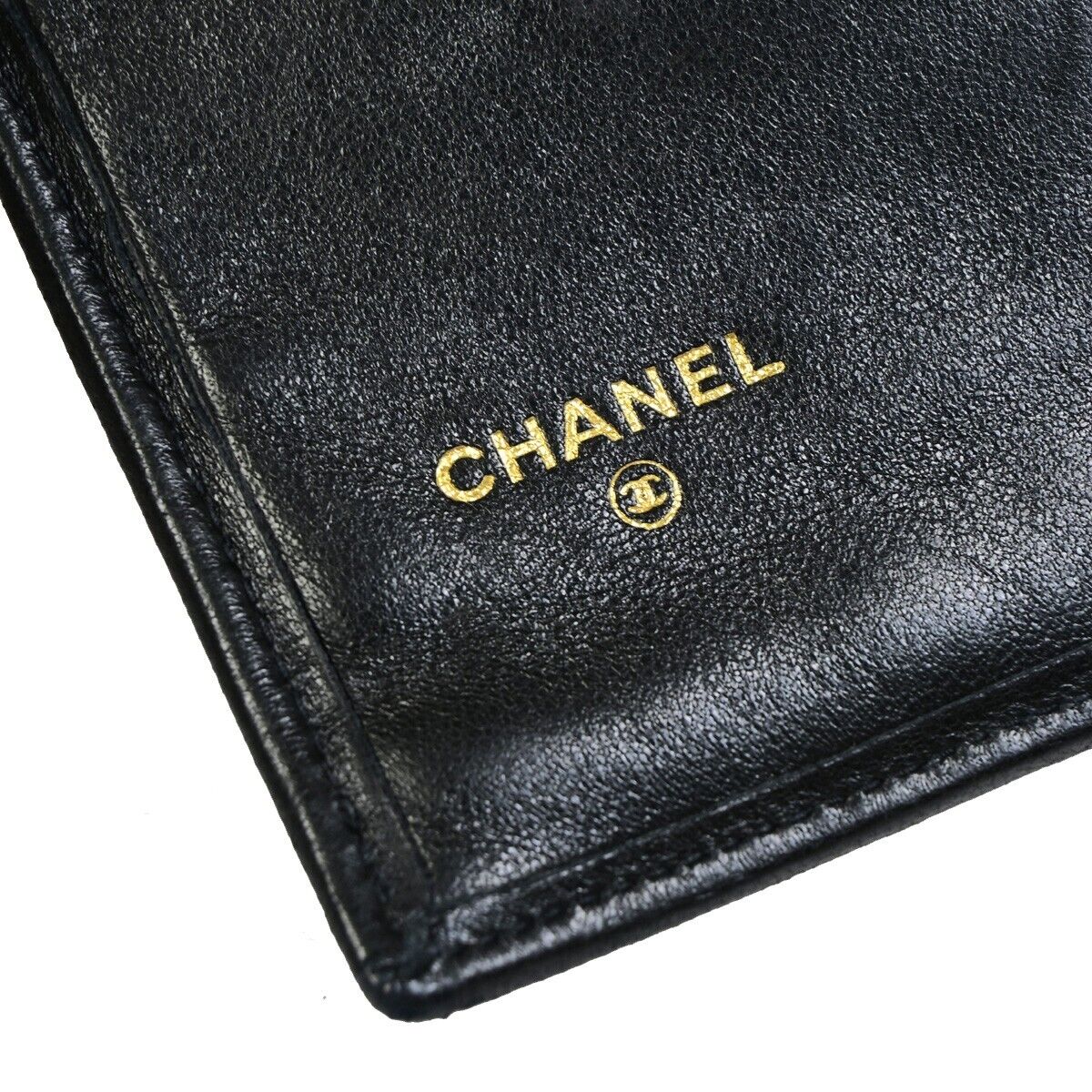 Chanel Coco Mark, Black, Leather, wallet