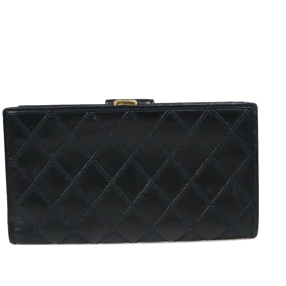 Chanel Coco Mark, Black, Leather, wallet