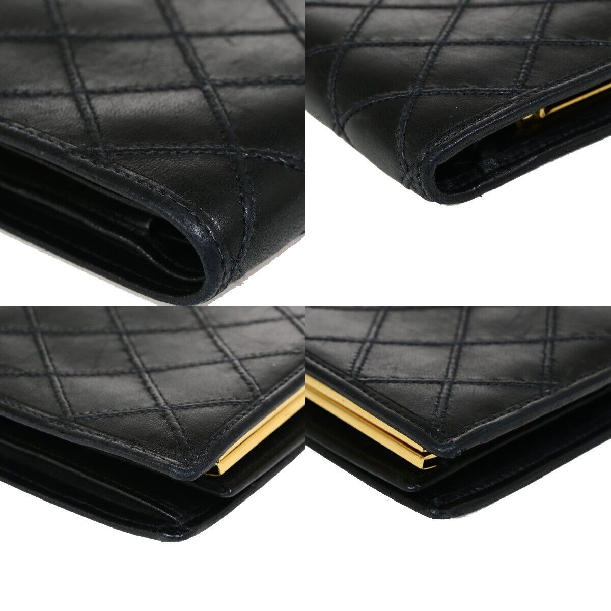 Chanel Coco Mark, Black, Leather, wallet