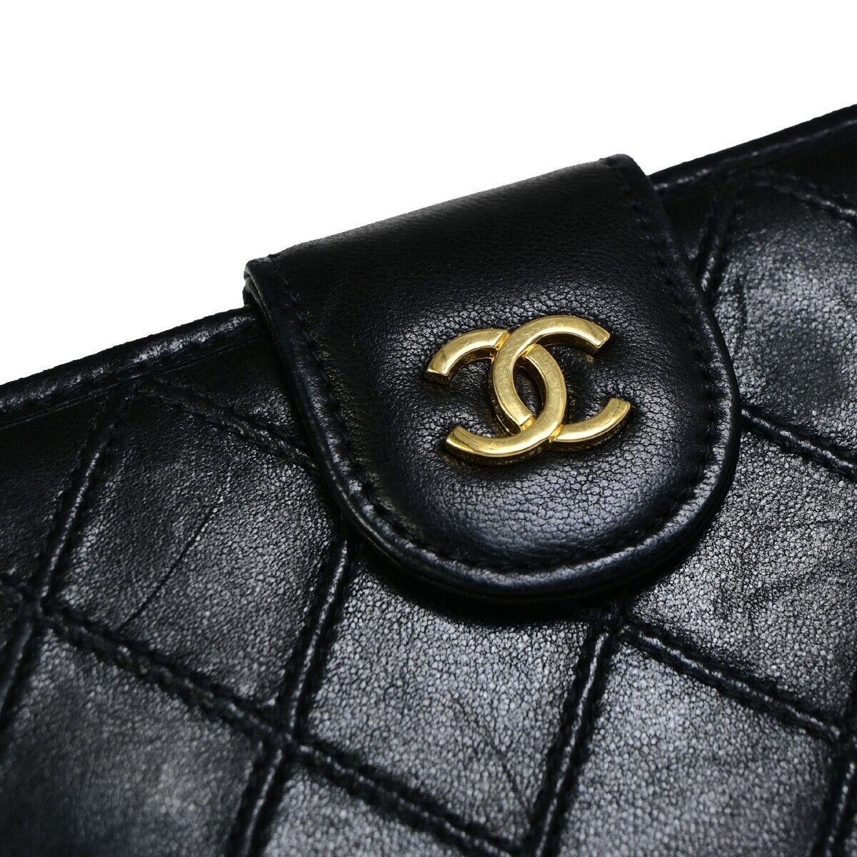 Chanel Coco Mark, Black, Leather, wallet