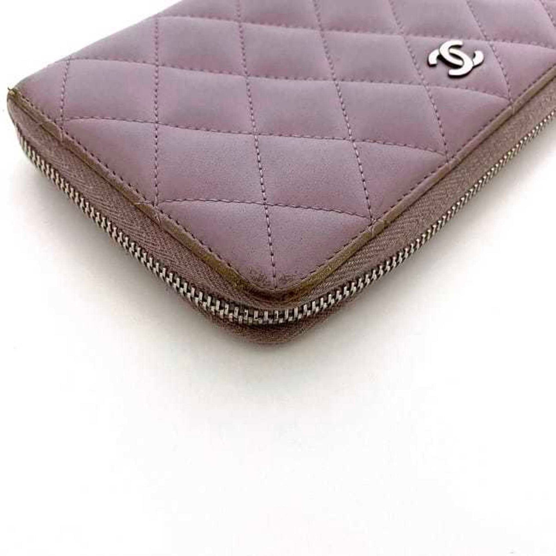 Chanel Matelassé, Purple, Leather, wallet