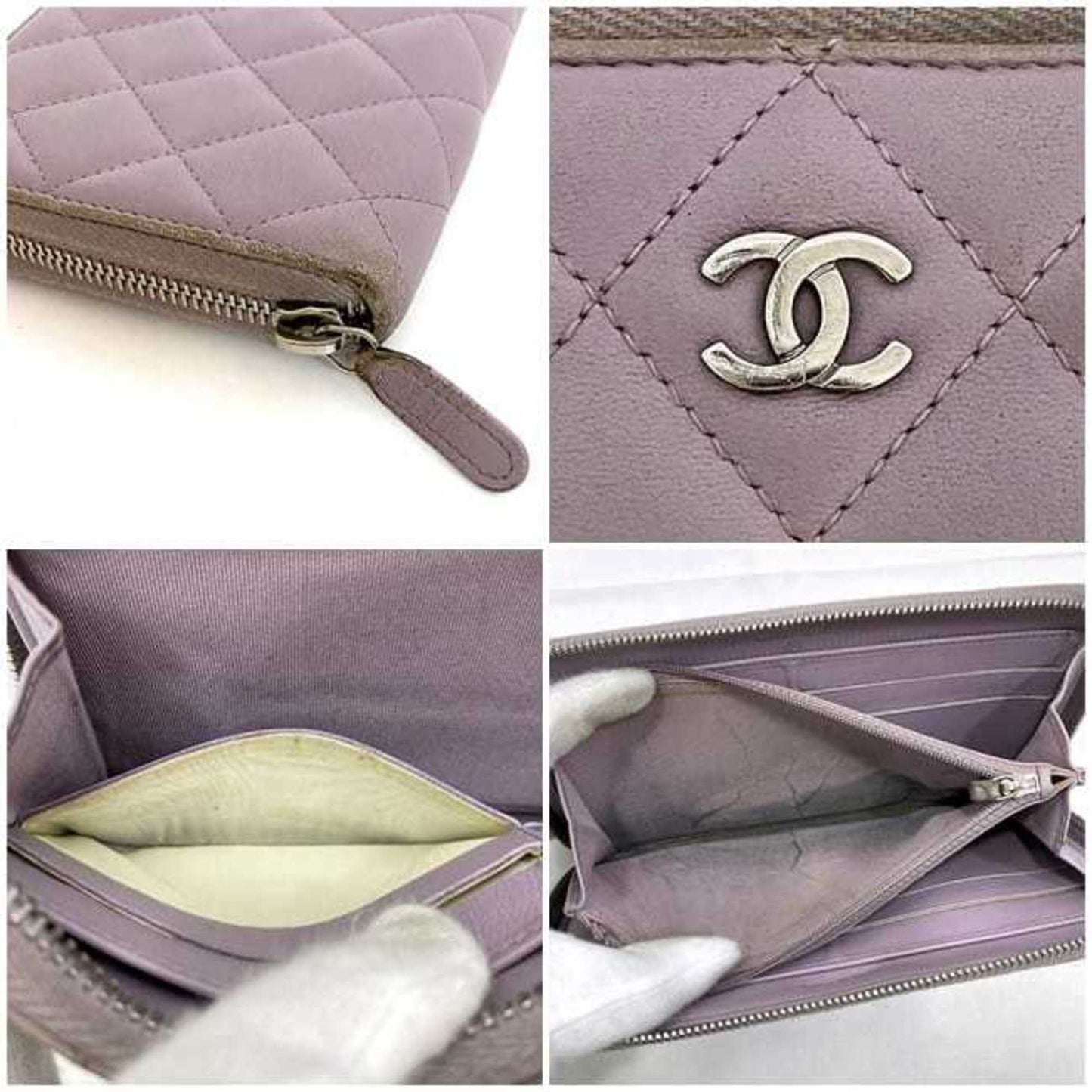 Chanel Matelassé, Purple, Leather, wallet