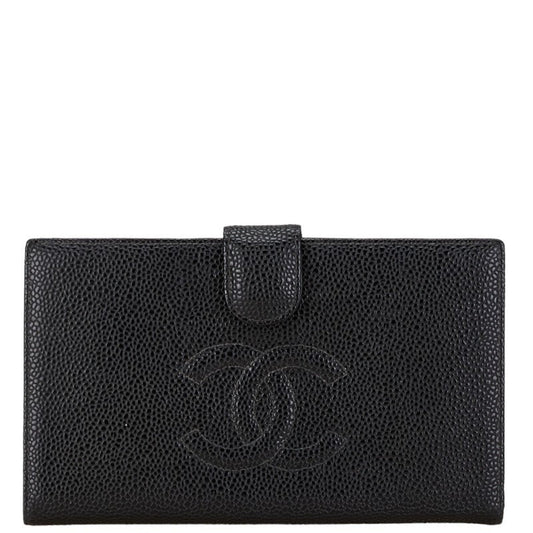 Chanel Logo CC, Black, Leather, wallet