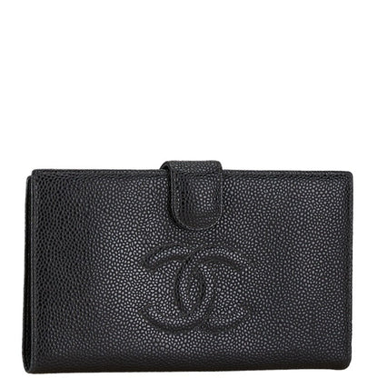 Chanel Logo CC, Black, Leather, wallet