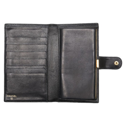 Chanel Logo CC, Black, Leather, wallet