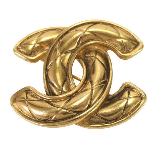 Chanel Logo CC, Gold, Gold Plated, brooch