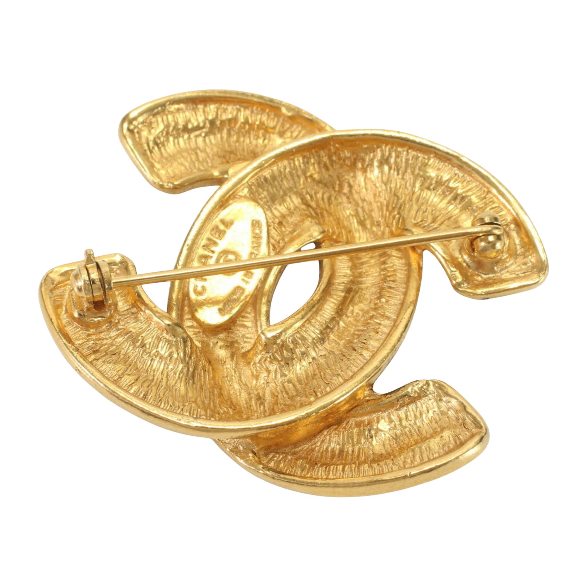 Chanel Logo CC, Gold, Gold Plated, brooch